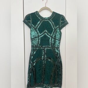 Emerald green sequin dress